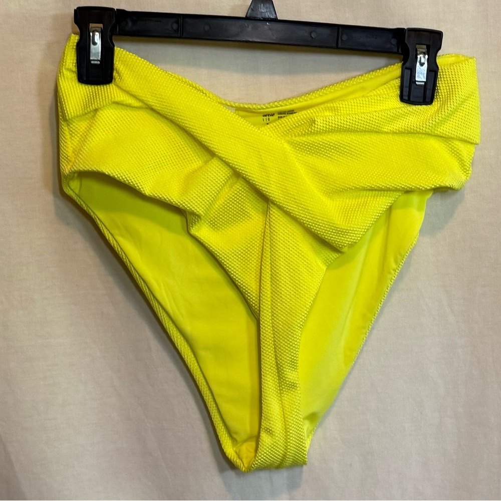 AA-580 Aerie NWT High Cut Cheeky Yellow Summer Swim Bikini Bottoms Size L